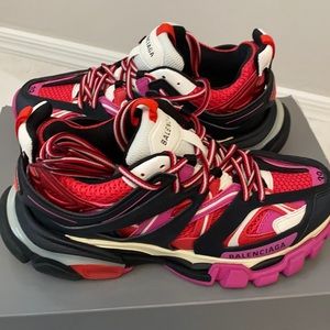 Balenciaga Women's Track Sneakers - Black Pink Red